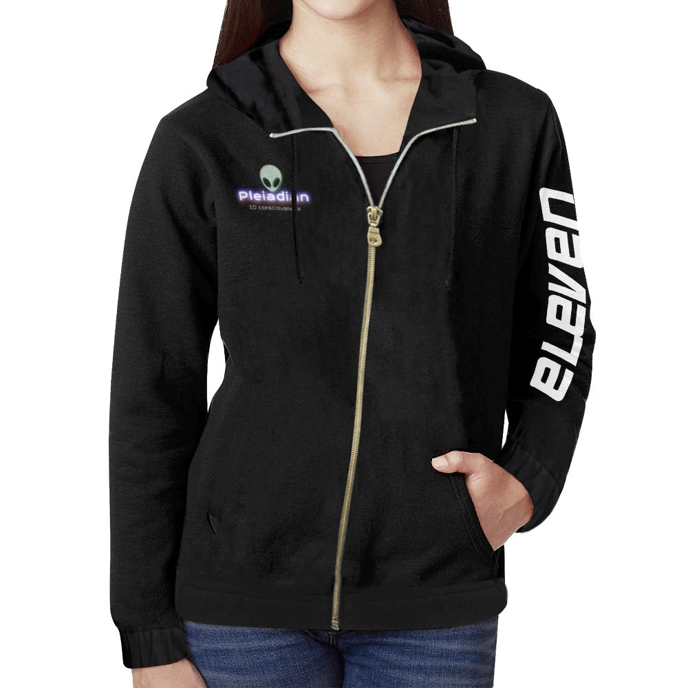 eleven Women's All Over Print Full Zip Hoodie (Model H14)